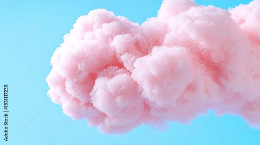 Fototapeta premium Pink Fluffy Cloud Formation on Light Blue Background