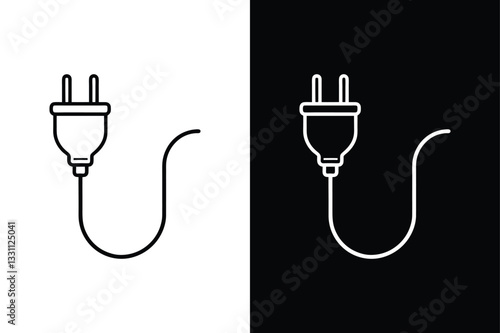 Minimalist Electric Power Plug line Icon. Clean Black Vector Design