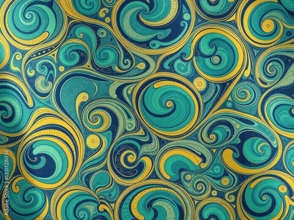 Abstract Swirling Teal and Gold Pattern Abstract Swirling Teal and Gold Pattern