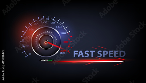 Speed motion background with fast speedometer car. Racing velocity background.