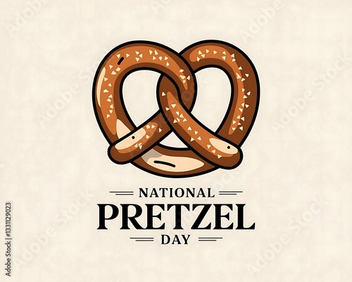 Classic National Pretzel Day Emblem with Hand-Drawn Twisted Pretzel Design