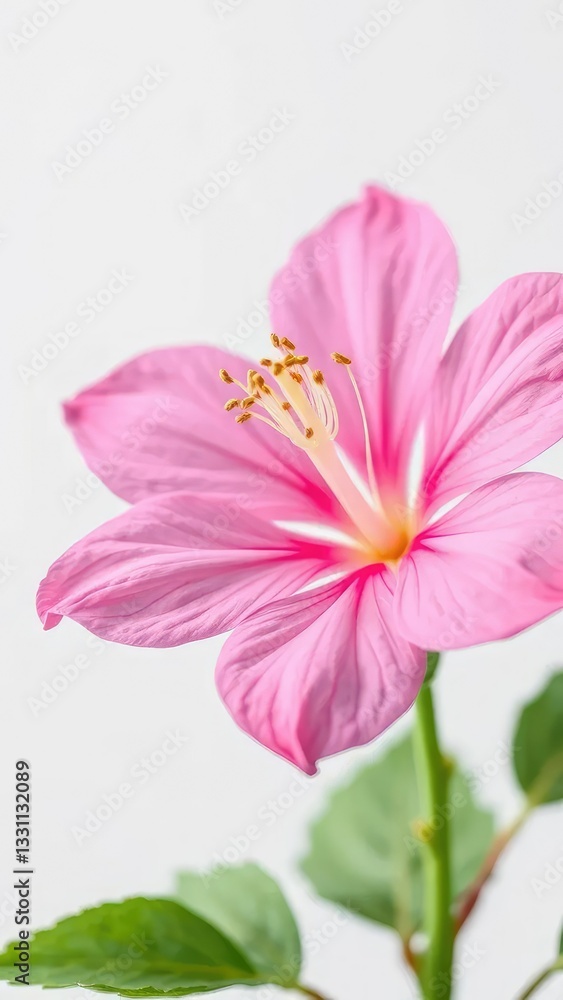 Delicate pink petals of Roselle flower against a crisp white background, flower, floral Delicate pink petals of Roselle flower against a crisp white background, flower, floral