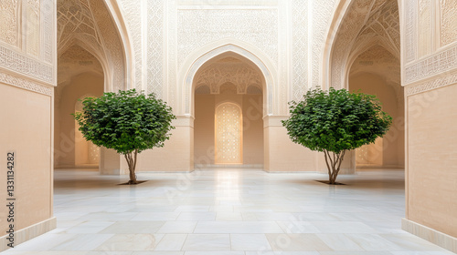 Palace Courtyard with Trees...