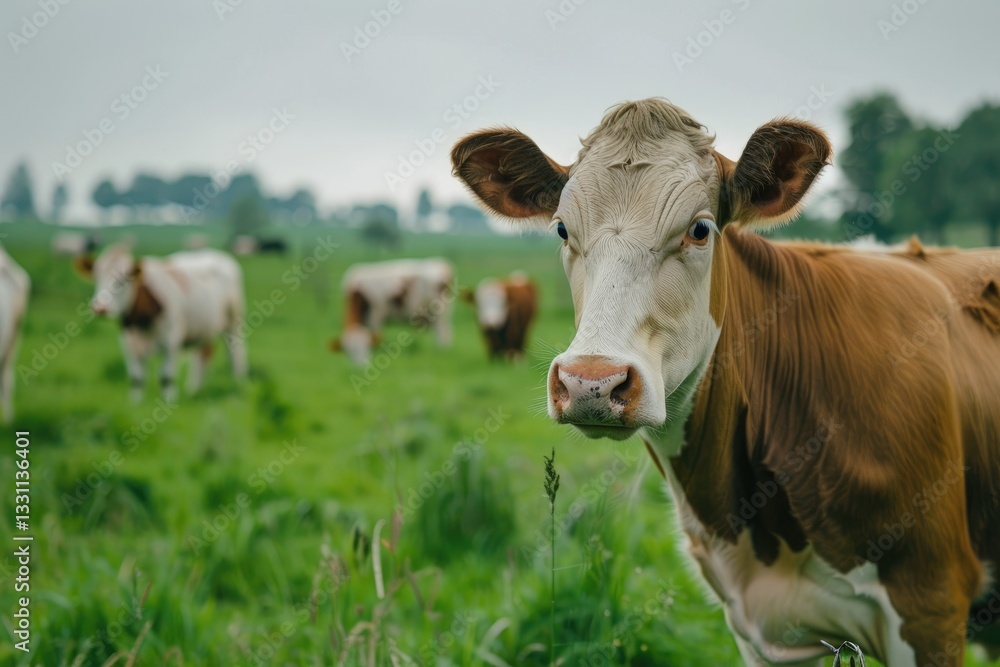 Premium Quality Picture of Long Shot Farm Animals on Pasture Premium Quality Picture of Long Shot Farm Animals on Pasture