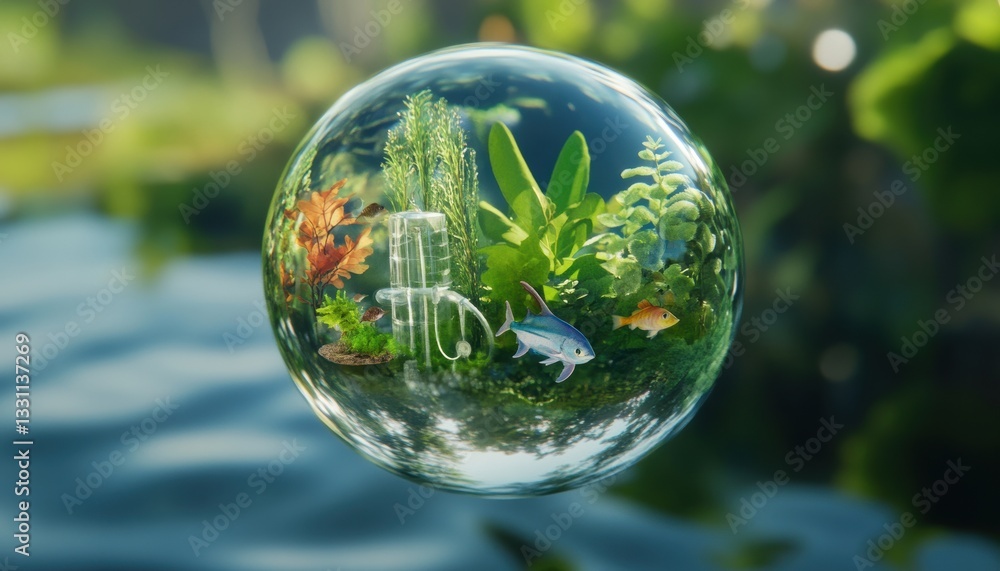Sustainable ecosystem framework a water droplet exhibition nature environmental beauty close-up conceptual art Sustainable ecosystem framework a water droplet exhibition nature environmental beauty close-up conceptual art