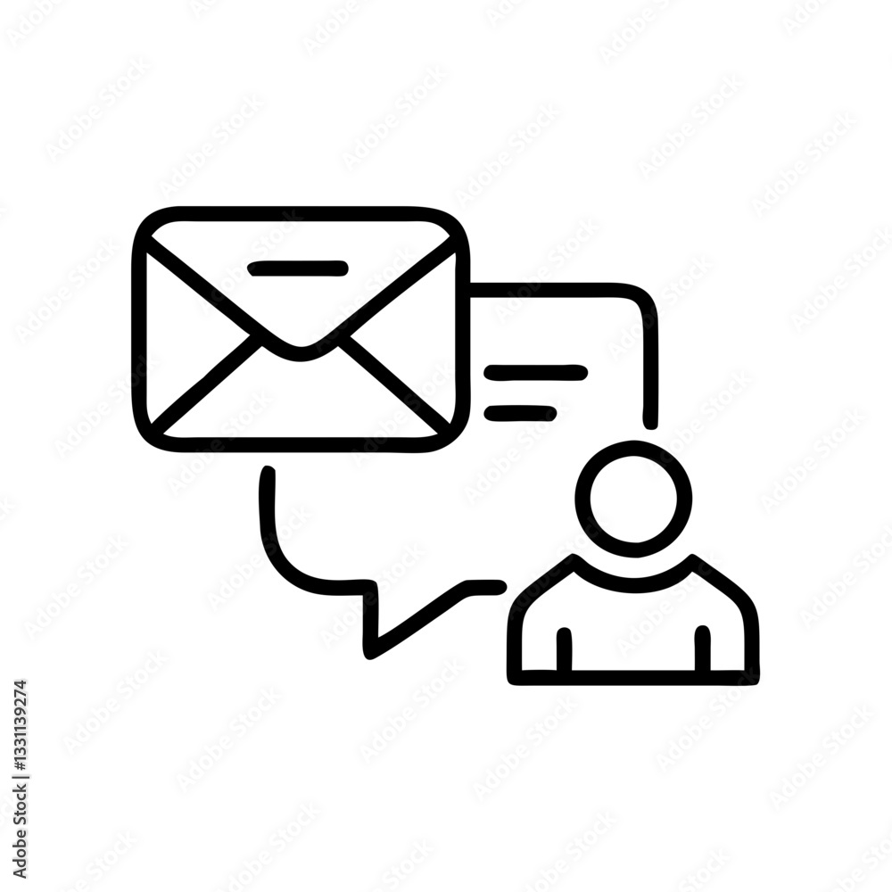email negotiation icon, black outline, modern design email negotiation icon, black outline, modern design