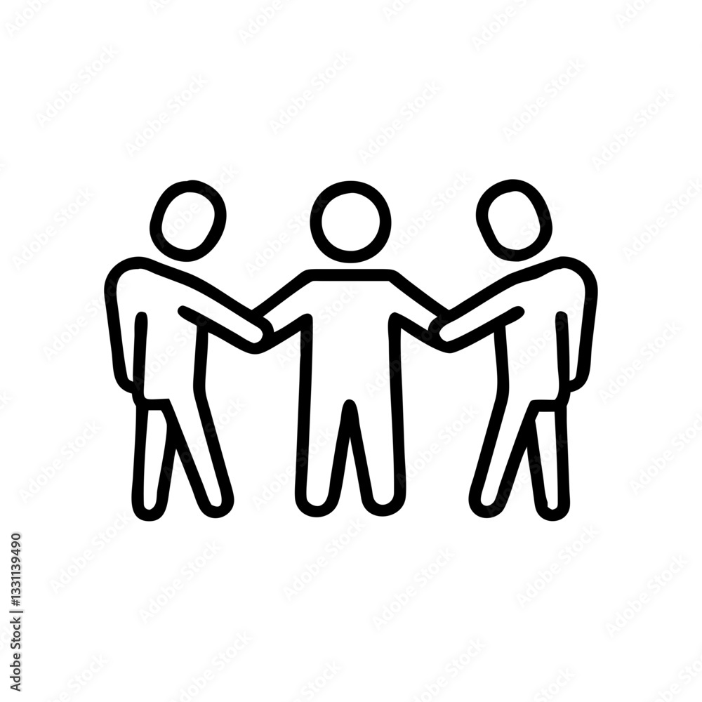several people shake hands icon, symbolizes teamwork, black outline, modern design several people shake hands icon, symbolizes teamwork, black outline, modern design