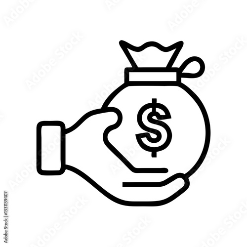 money deal icon, symbolizes finance and wealth management, black outline, modern design