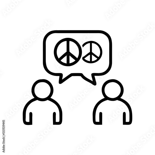 peace talks icon between two people, black outline, modern design