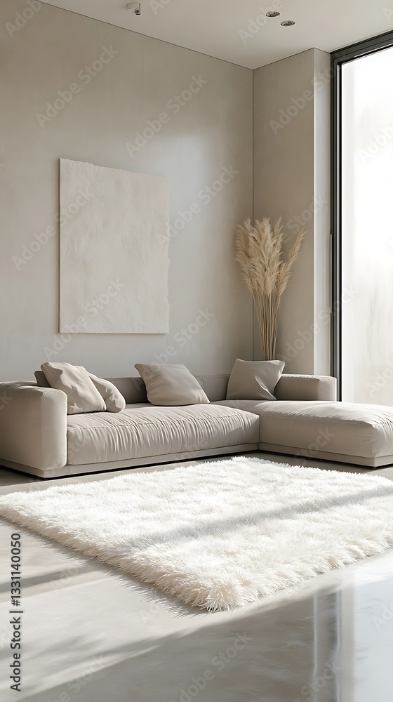Fototapeta premium a modern living room interior with a white sofa