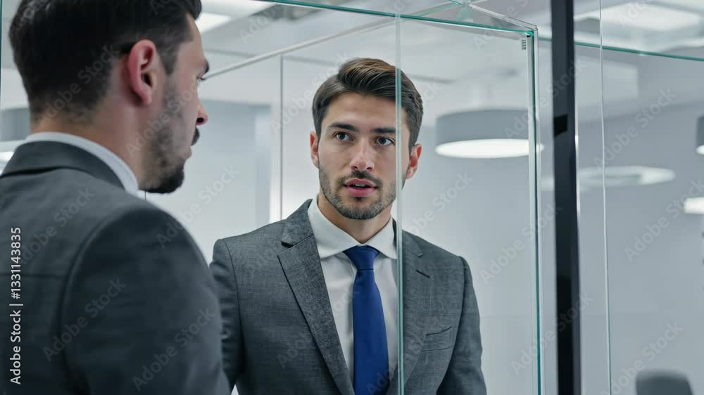 Businessmen Discussing Strategies Through Glass Partition Businessmen Discussing Strategies Through Glass Partition