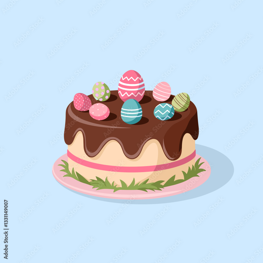 Easter Celebration Cake with Icing and Chocolate Eggs Easter Celebration Cake with Icing and Chocolate Eggs