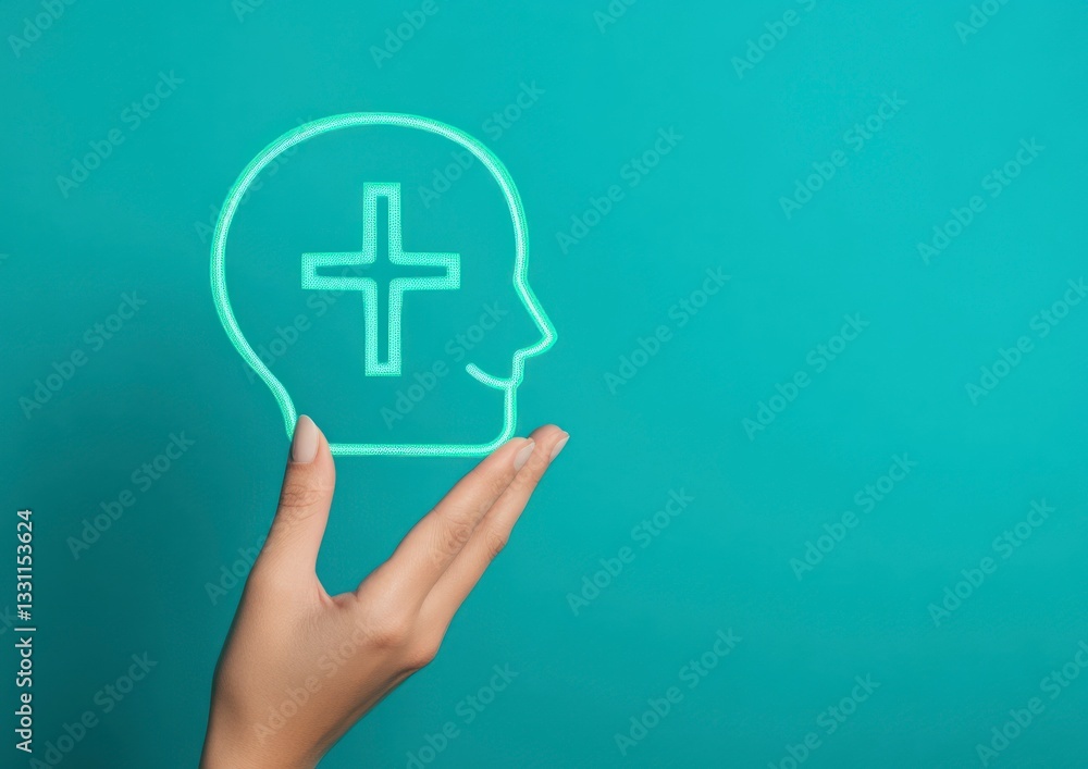 Obraz premium Holding Mental Health Wellness Symbol for Supporting Positive Mindset