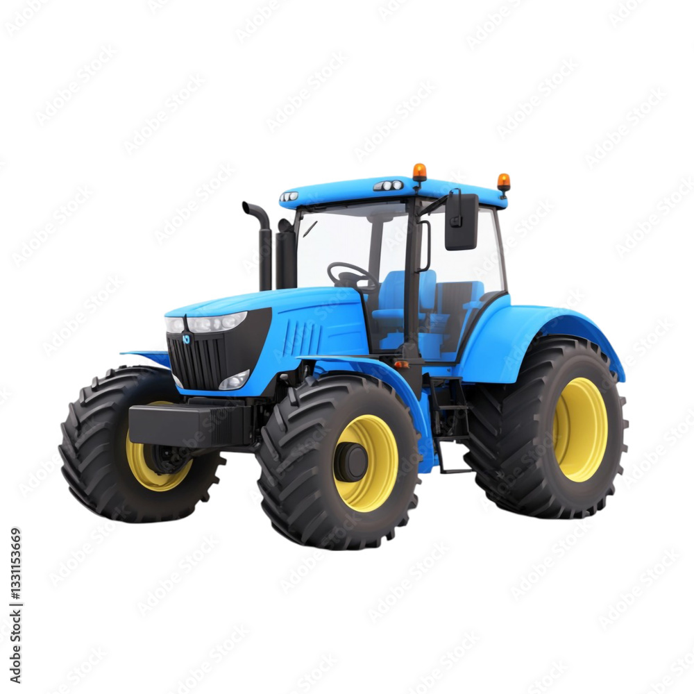 Obraz premium Powerful Blue Tractor Farm Vehicle Agriculture Machinery