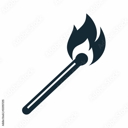 Clean and Simple Matchstick with Flame vector icon.