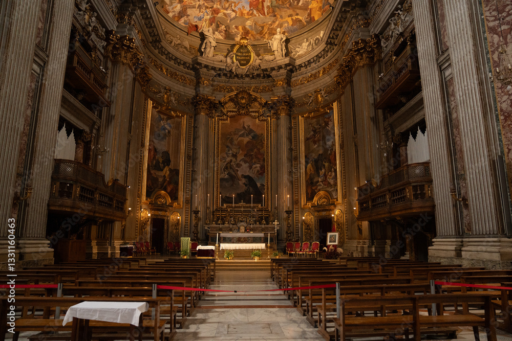 Fototapeta premium Interior architecture and art at Church of Sant'Ignazio di Loyola in Rome, Italy