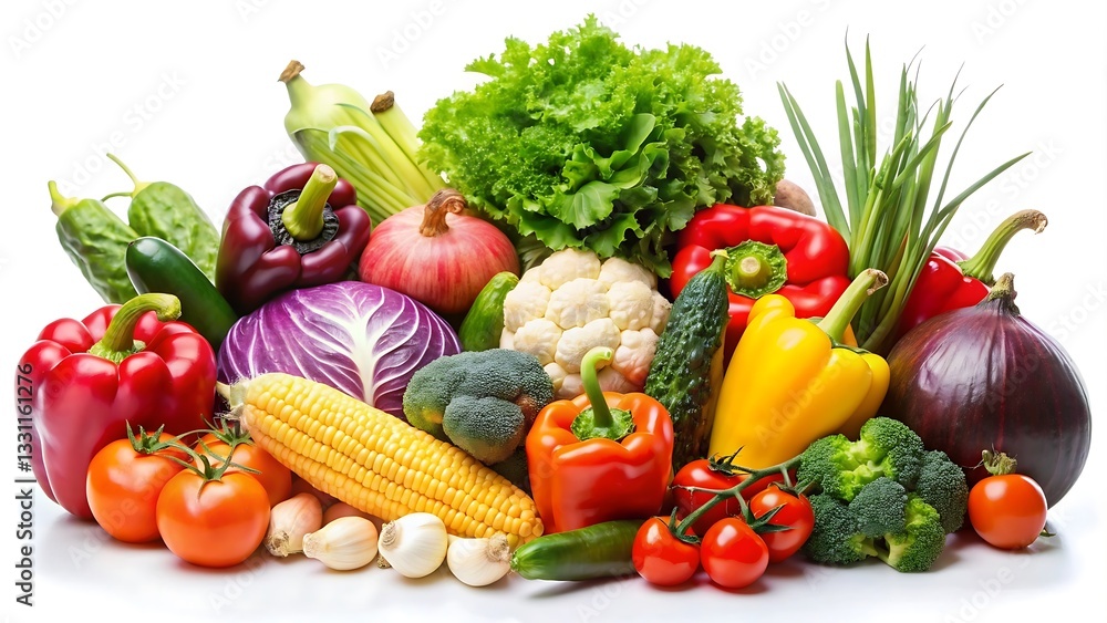 Variety of vegetables including broccoli, tomatoes, and peppers Variety of vegetables including broccoli, tomatoes, and peppers