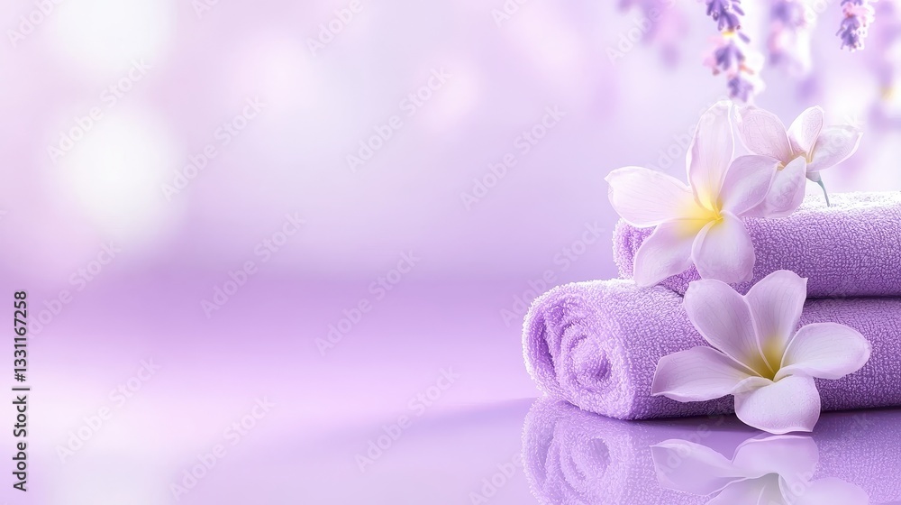 A soft lavender purple background, evoking tranquility and peace, perfect for wellness, beauty, or meditation-related themes.