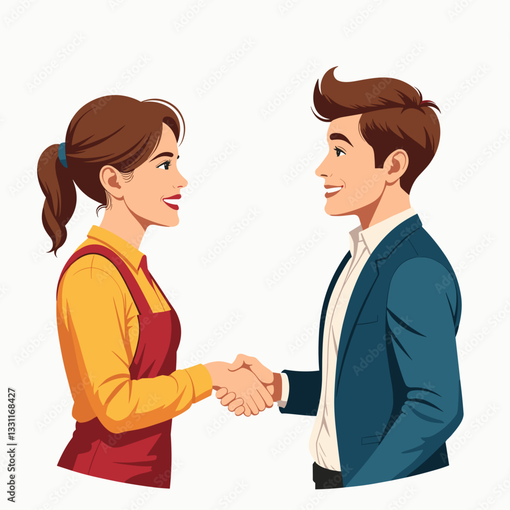 Worker shaking hands with manager, appreciation and recognition Worker shaking hands with manager, appreciation and recognition