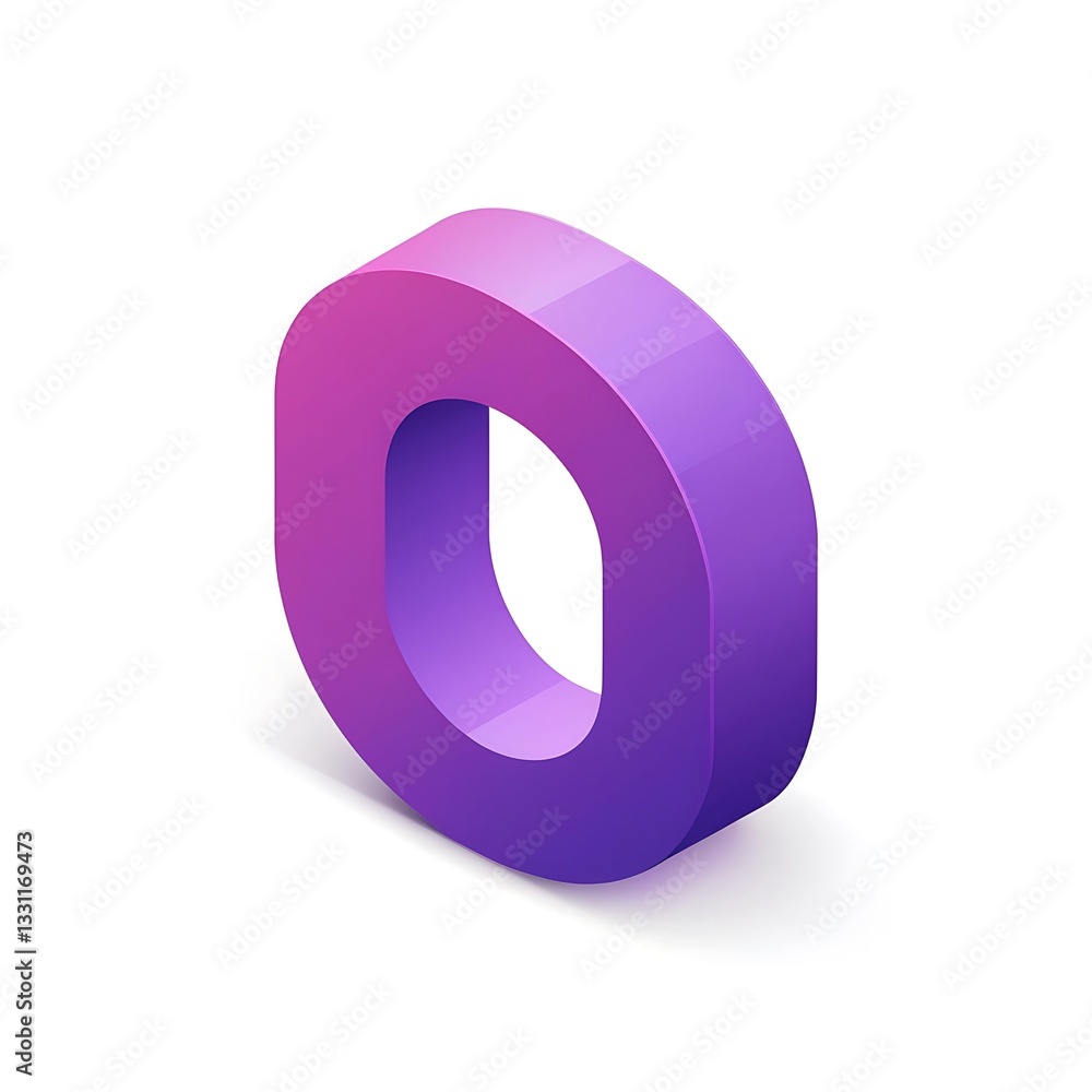 A Vibrant Purple Isometric Letter O, Symbolizing Unity And New Beginnings, With A Soft Gradient And Subtle Shadow A Vibrant Purple Isometric Letter O, Symbolizing Unity And New Beginnings, With A Soft Gradient And Subtle Shadow