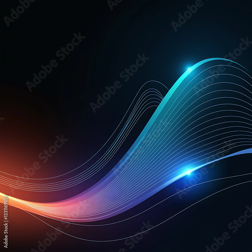 Futuristic Technology Stock Images. Big data flow with cyber blockchain on a circuit board with dark blue network system