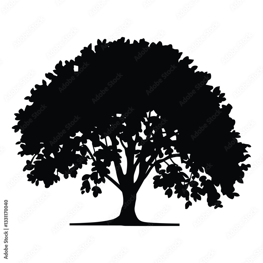 Fototapeta premium Tree Silhouette, Vector, Icon, Logo, White Background.