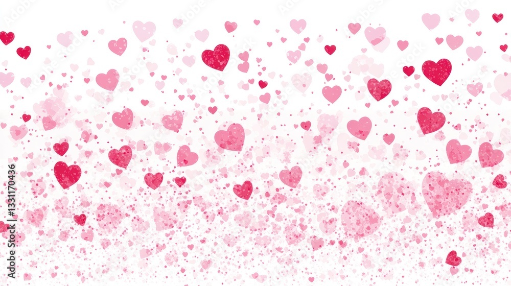 Floating Heart Confetti Background Design in Pink and Red Colors Floating Heart Confetti Background Design in Pink and Red Colors