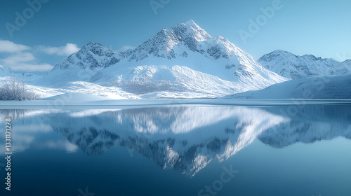 Wallpaper Mural a snowy mountains and lake between ai Torontodigital.ca