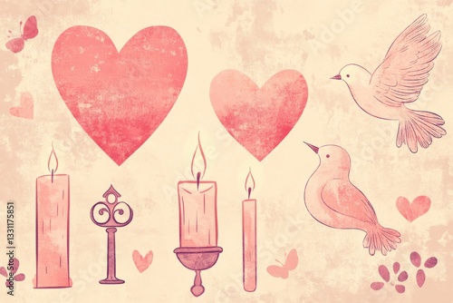 Wallpaper Mural wedding invitation card with heart Torontodigital.ca