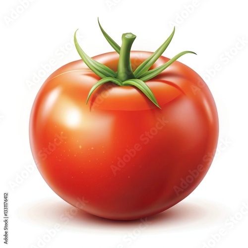 Wallpaper Mural A Perfect Ripe Tomato, Bursting With Summers Sunshine And Juicy Goodness, A Vibrant Red Hue Gleaming Against A Stark White Background Torontodigital.ca