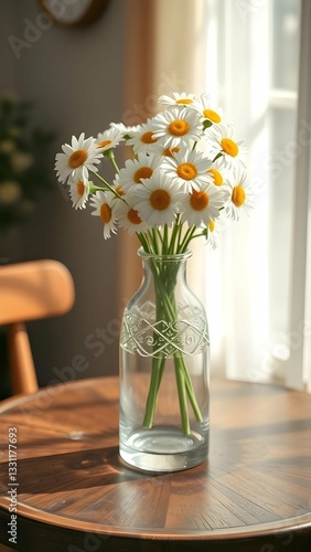 Beautiful white flowers in a clear vase
