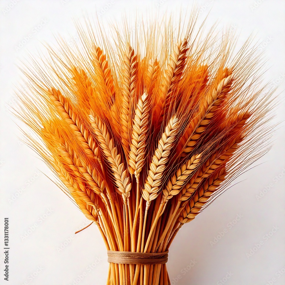 Fototapeta premium Golden Harvest: A Bundle of Wheat Stalks Symbolizing Abundance, Agriculture, and Sustainability in Traditional and Modern Farming Practices