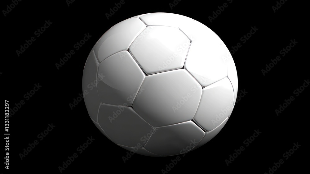Fototapeta premium White Soccer Ball Against Black Background