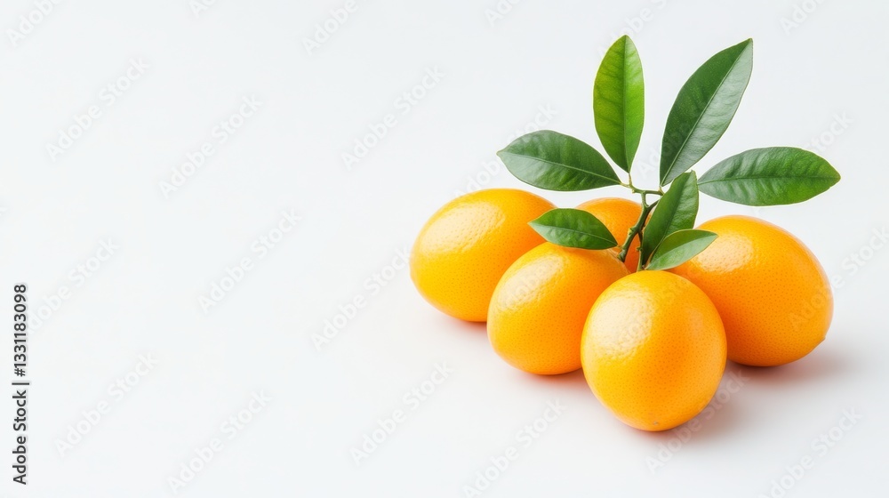 Fresh oranges with green leaves on a white background Fresh oranges with green leaves on a white background