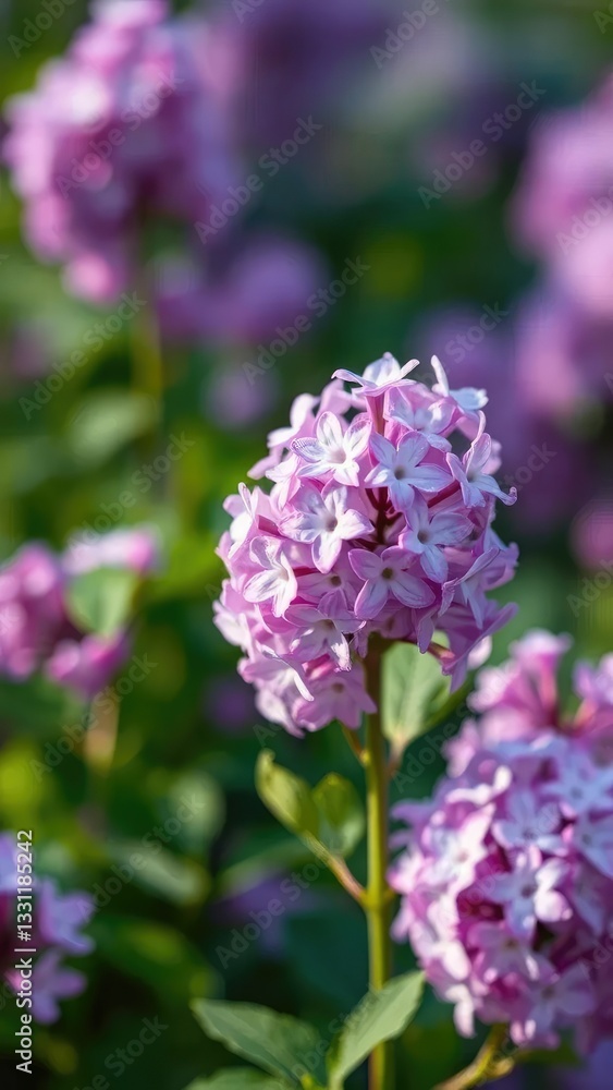 Delicate lilac flower blooms in solitary elegance, flowers, greenery Delicate lilac flower blooms in solitary elegance, flowers, greenery