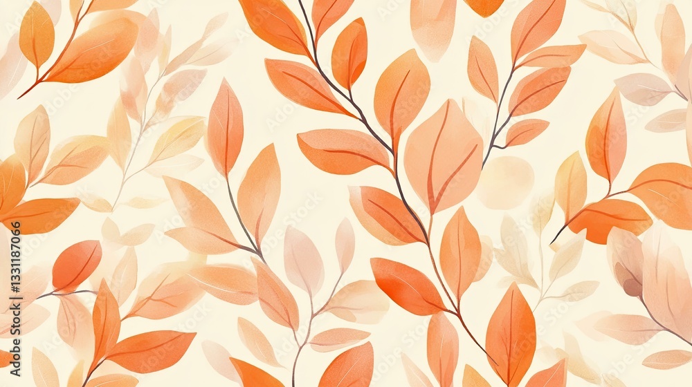 Orange autumn leaves background, fall leaf seamless pattern Orange autumn leaves background, fall leaf seamless pattern