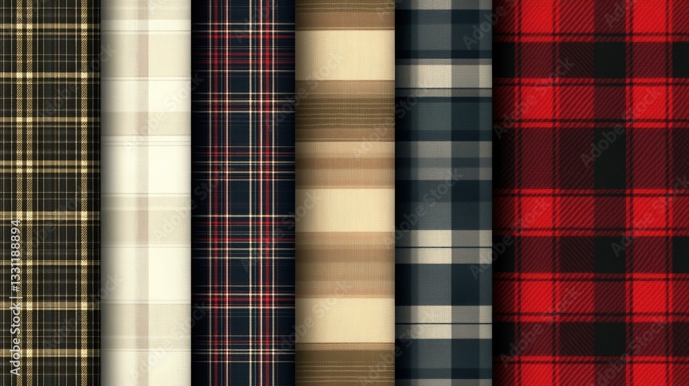 Plaid seamless vector pattern set Plaid seamless vector pattern set