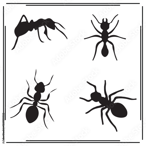 Ant silhouette, Ant illustration ,Ant clipart, Ant vector , Ant icon , black Ant ,Ant illustration on white background, Ant vector illustration ,