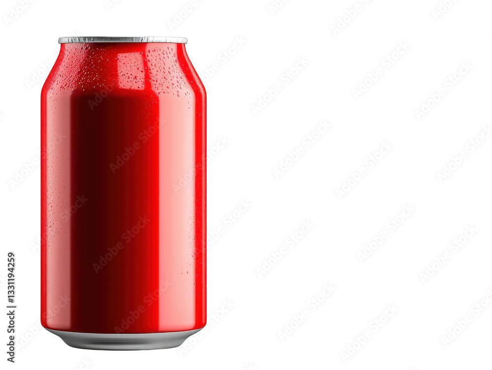 Obraz premium Vibrant red soda can against a striking black background, refreshing visual refreshing
