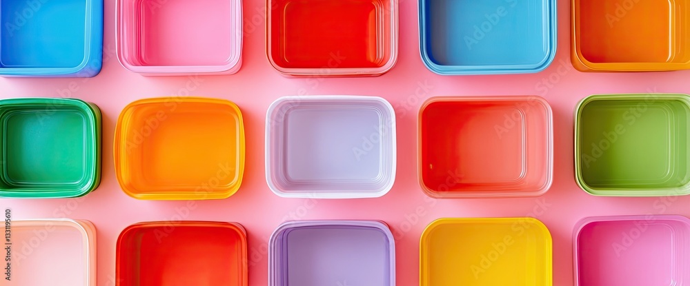 Colorful Square Containers on Pink Background (10) Colorful Square Containers on Pink Background (10)