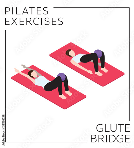 Pilates Ball Exercise Pose Glute Bridge Vector