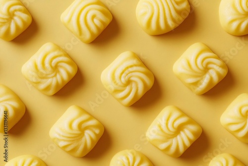Yellow Candy Squares on a Bright Background for Sweet Treats