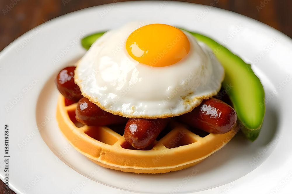 Fried eggs, sausage, and salad are popular breakfast items. Fried eggs, sausage, and salad are popular breakfast items.