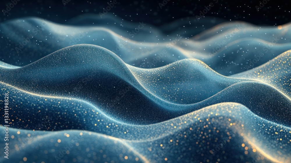 Abstract wavy surface, digital, particles Abstract wavy surface, digital, particles