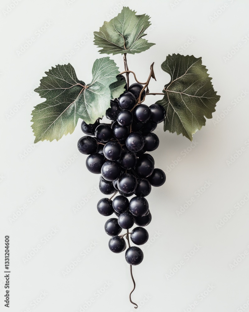 Obraz premium Dark Grapes Cluster on Stem
