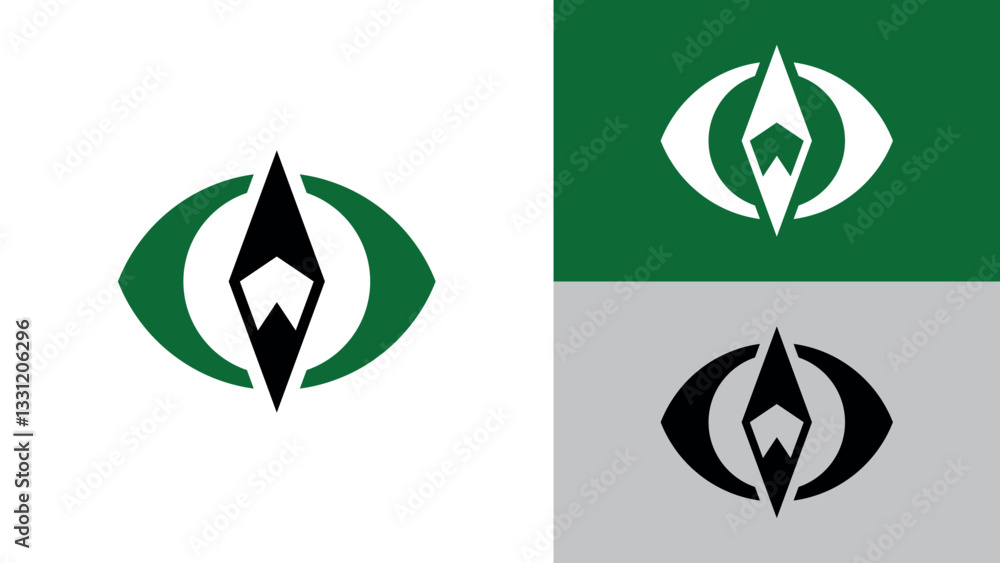 Cat eye with compass needle logo concept Cat eye with compass needle logo concept