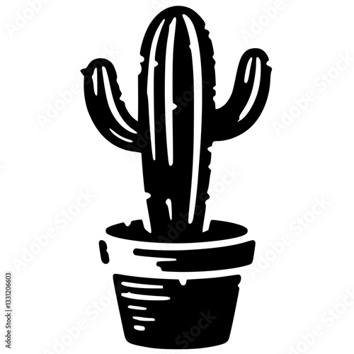Silhouette of a cactus plant