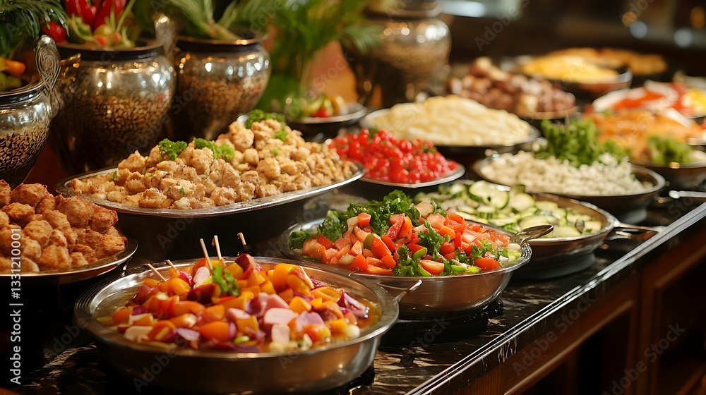 A variety of food items are displayed in an appetizing way A variety of food items are displayed in an appetizing way