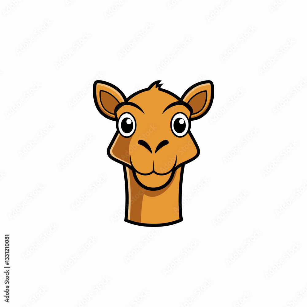 Fototapeta premium Camel Head Clipart. A cartoon illustration of a camel's head and face.
