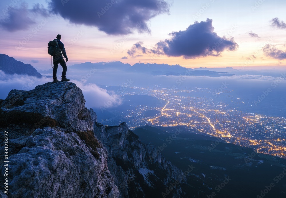 man on top of mountain man on top of mountain